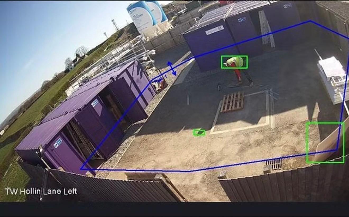 Live CCTV analytics drawing a virtual perimeter, Bluegrain Ltd covering Trafford M32 near Trafford Park